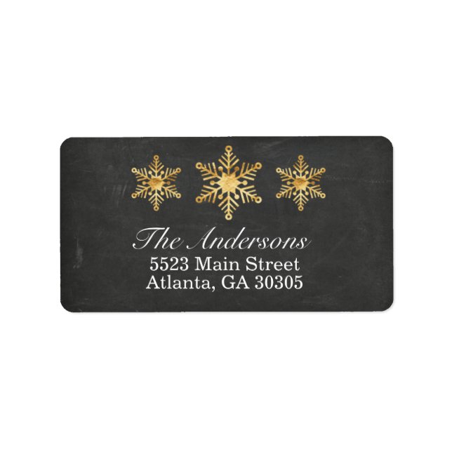 Gold Snowflake Christmas Address Labels (Front)