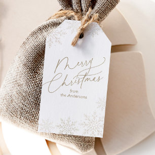 Gold Snowflake Christmas Holiday Gift Tags