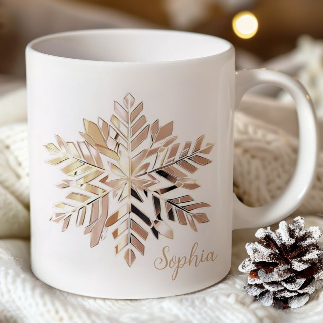 Gold Snowflake Christmas Mug | Custom name (Creator Uploaded)