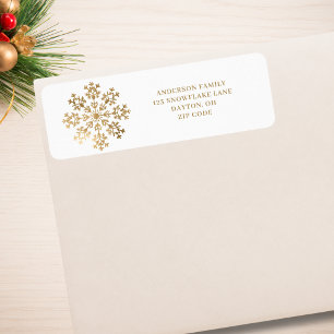 Gold Snowflake Christmas Return Address Label