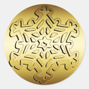 GOLD SNOWFLAKE CLASSIC ROUND STICKER