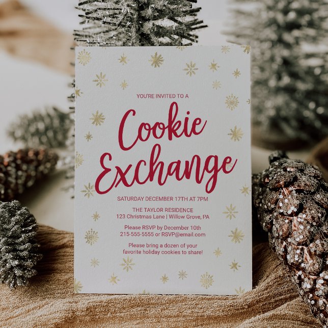 Gold Snowflake Cookie Exchange Invitation (Creator Uploaded)