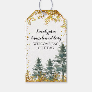 Gold snowflake forest Favour Gift Tag