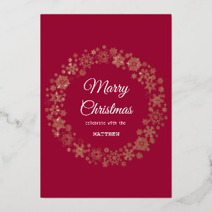 Gold Snowflake Frame Holiday Invitation Card