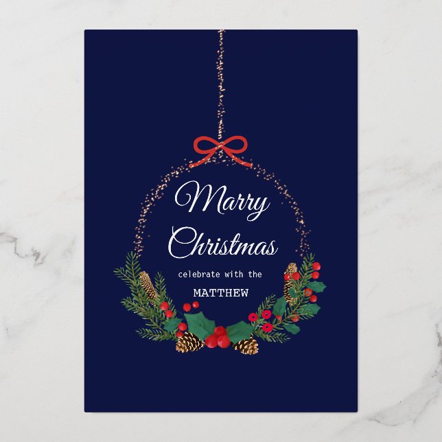 Gold Snowflake Frame Holiday Invitation Card (Front)