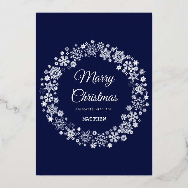 Gold Snowflake Frame Holiday Invitation Card (Front)