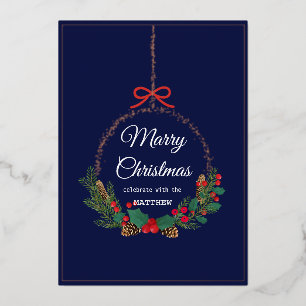 Gold Snowflake Frame Holiday Invitation Card