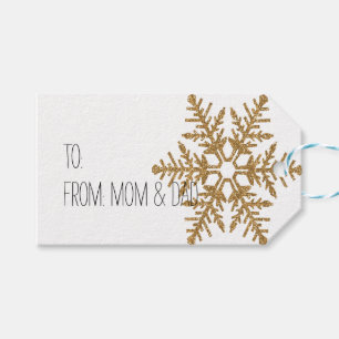 Gold Snowflake Glitter Bling Gift Tags