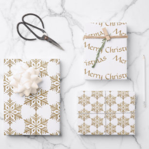 Gold Snowflake – Glitter Effect Wrapping Paper Sheet