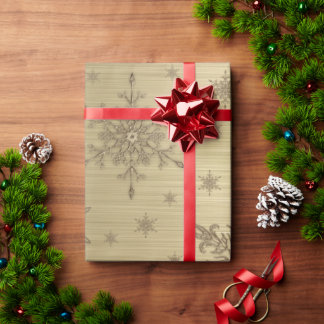 Gold Snowflake Gold Metallic Wrapping Paper