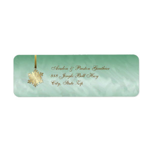 Gold Snowflake Green  Holiday Address Labels