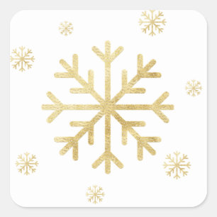 Gold Snowflake Holiday Pretty Christmas Square Sticker