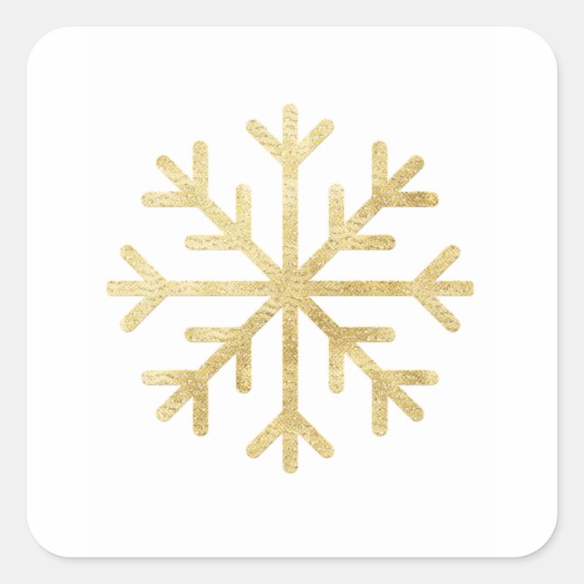 Gold Snowflake Holiday Seasonal Elegant Square Sticker (Front)