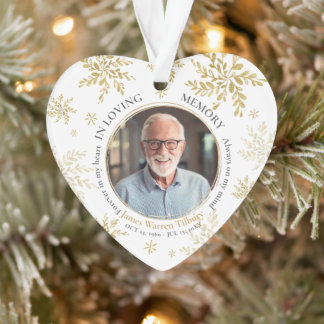 Gold Snowflake In Loving Memory Memorial Christmas Ornament