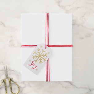 Gold Snowflake “JOY” Holiday Christmas Personalise Gift Tags