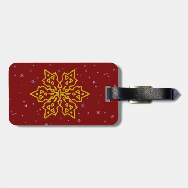 Gold Snowflake Luggage Tag (Back Horizontal)