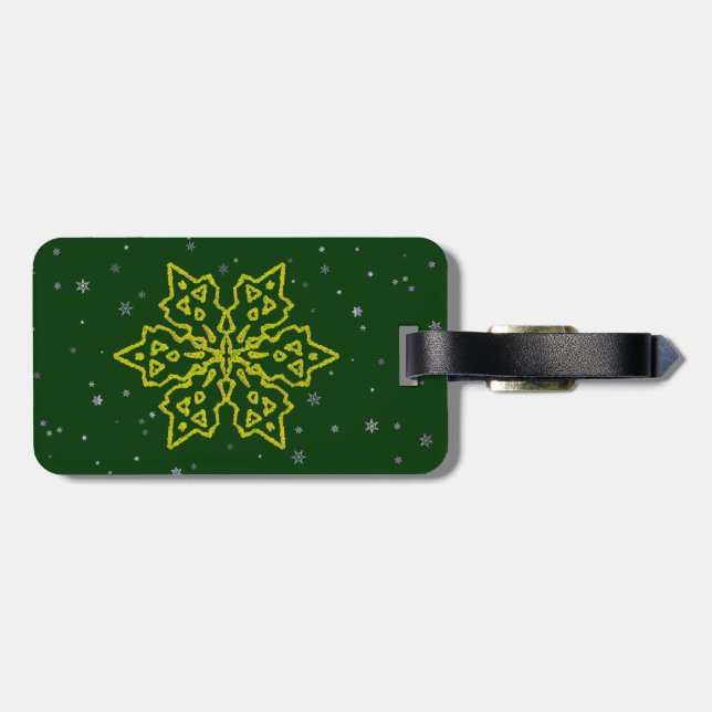 Gold Snowflake Luggage Tag (Back Horizontal)