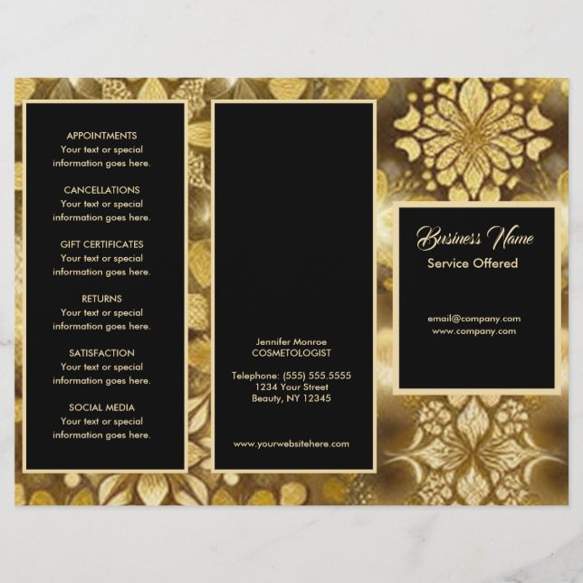Gold Snowflake Menu & Pricing (Front)