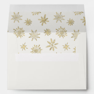 Gold Snowflake Merry and Bright Christmas Envelopes