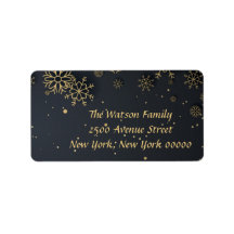 Gold Snowflake Merry Christmas Address Label