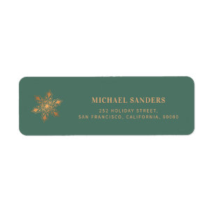 Gold snowflake modern Christmas return address