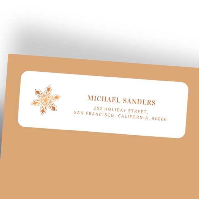 Gold snowflake modern Christmas return address (Creator Uploaded)