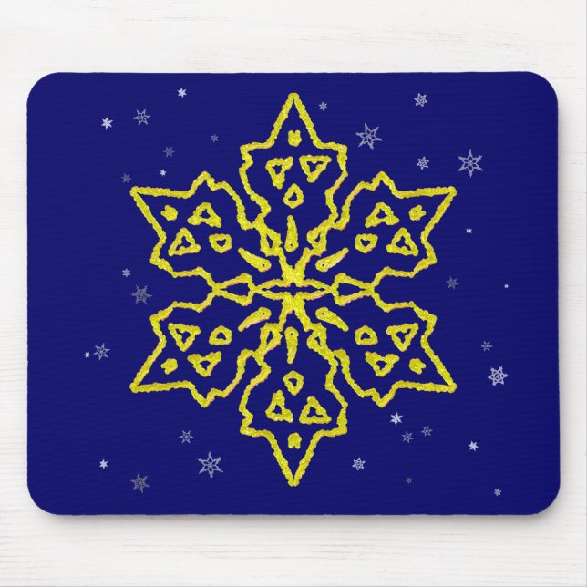 Gold Snowflake Mouse Mat (Front)