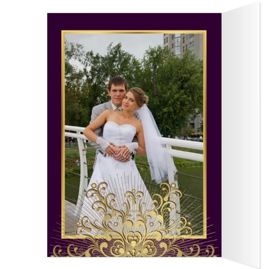 Gold snowflake on purple winter wedding Thank You Card
