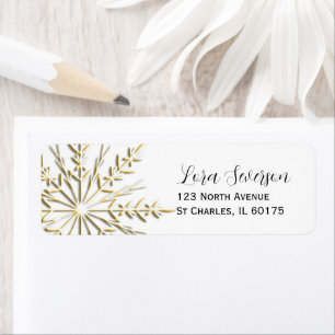 Gold Snowflake on White Return Address