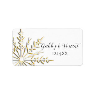 Gold Snowflake on White Winter Wedding Favour Tag