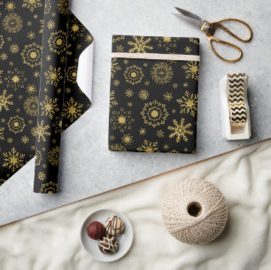 Gold Snowflake Ornament Christmas Wrapping Paper