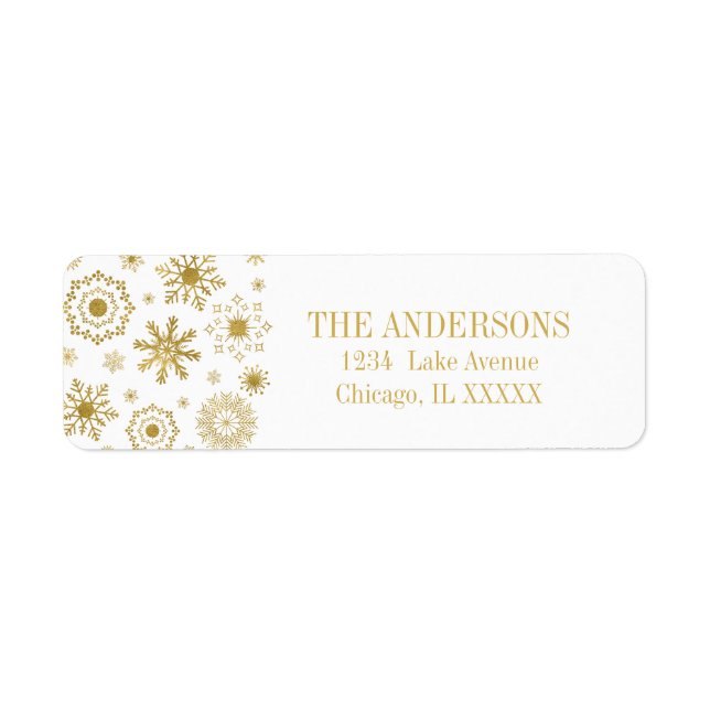 Gold Snowflake Ornament Holiday Address Label (Front)
