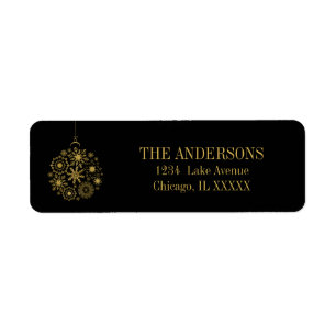 Gold Snowflake Ornament Holiday Address Label