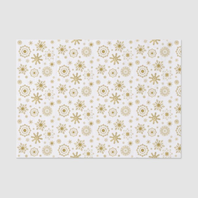 Gold Snowflake Ornament Holiday Tissue Paper (Front)