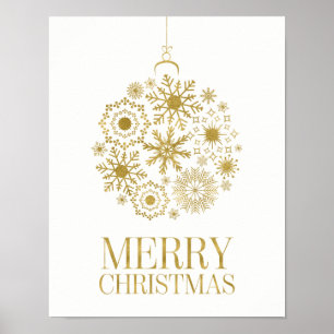 Gold Snowflake Ornament Merry Christmas Poster