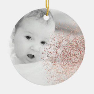Gold Snowflake Overlay Christmas Ceramic Ornament