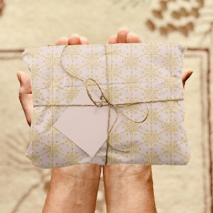 Gold Snowflake Pattern on Pink Tissue Paper