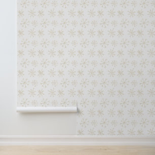 Gold Snowflake Pattern Wallpaper