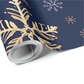Gold Snowflake Pattern Wrapping Paper