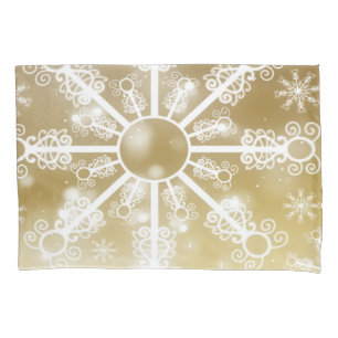 Gold Snowflake Pillowcase