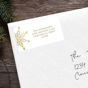 Gold Snowflake Return Address Christmas Label