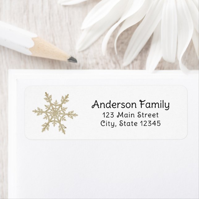 Gold Snowflake Return Address Label (Insitu)