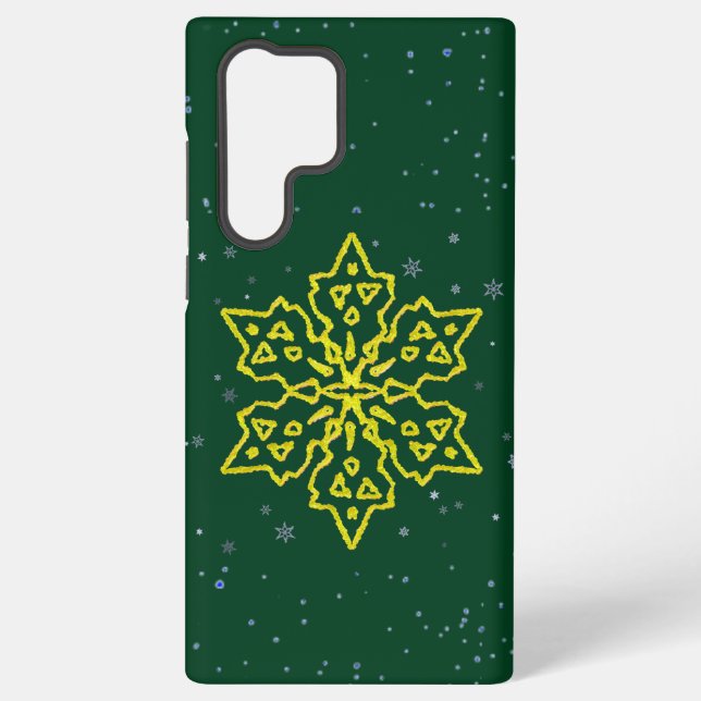 Gold Snowflake Samsung Galaxy S22 Ultra Case (Back)
