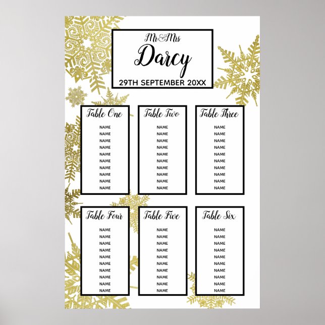 Gold Snowflake Seating Chart (Front)