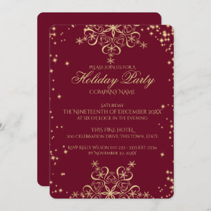 Gold Snowflake Sparkle Corporate Holiday Party Invitation