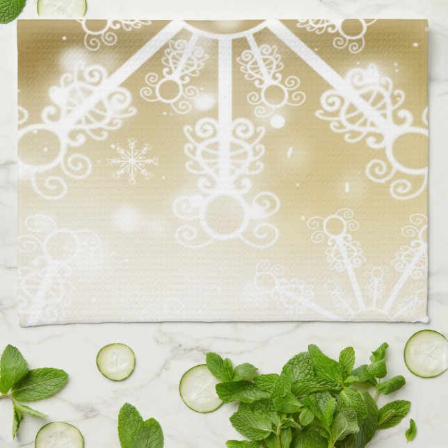 Gold Snowflake Tea Towel (Folded)