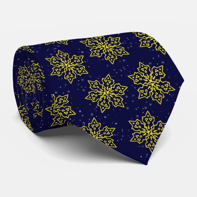 Gold Snowflake Tie (Rolled)