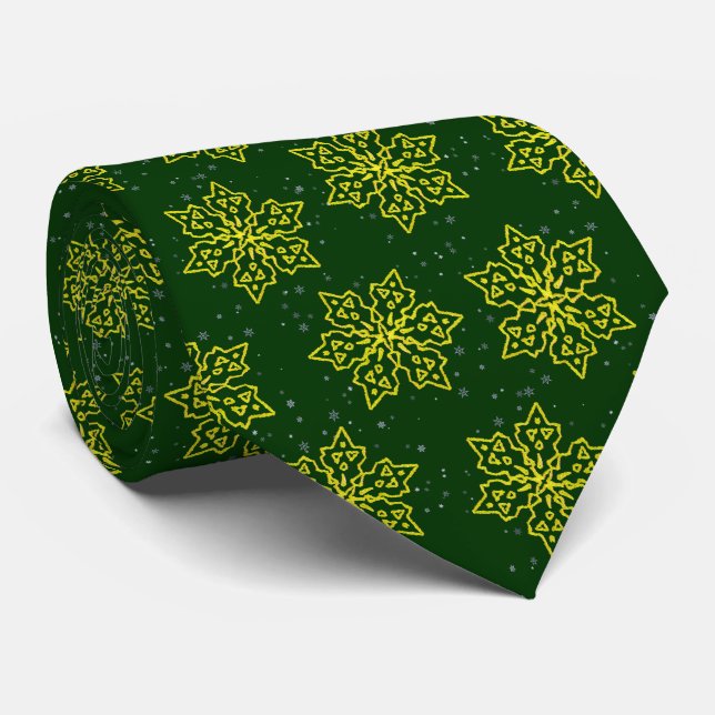 Gold Snowflake Tie (Rolled)