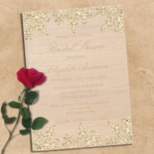 Gold Snowflake Winter Bridal Shower Acrylic Invitations