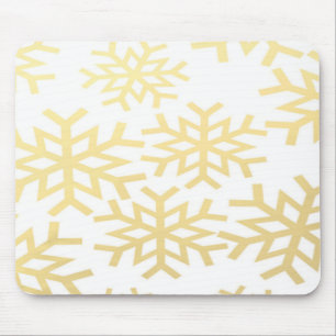 Gold Snowflake Winter Holiday Christmas Pattern Mouse Mat